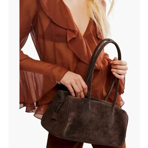 Free People Dark Brown Suede Shoulder Bag - Picture 2 of 9